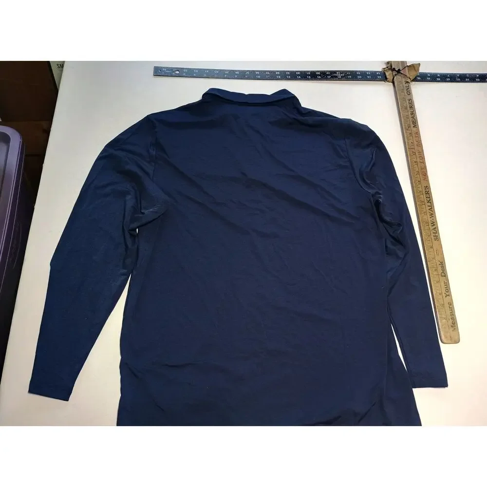 Dark Blue Spandex Long Sleeve Polo - Size Large - Picture 5 of 6